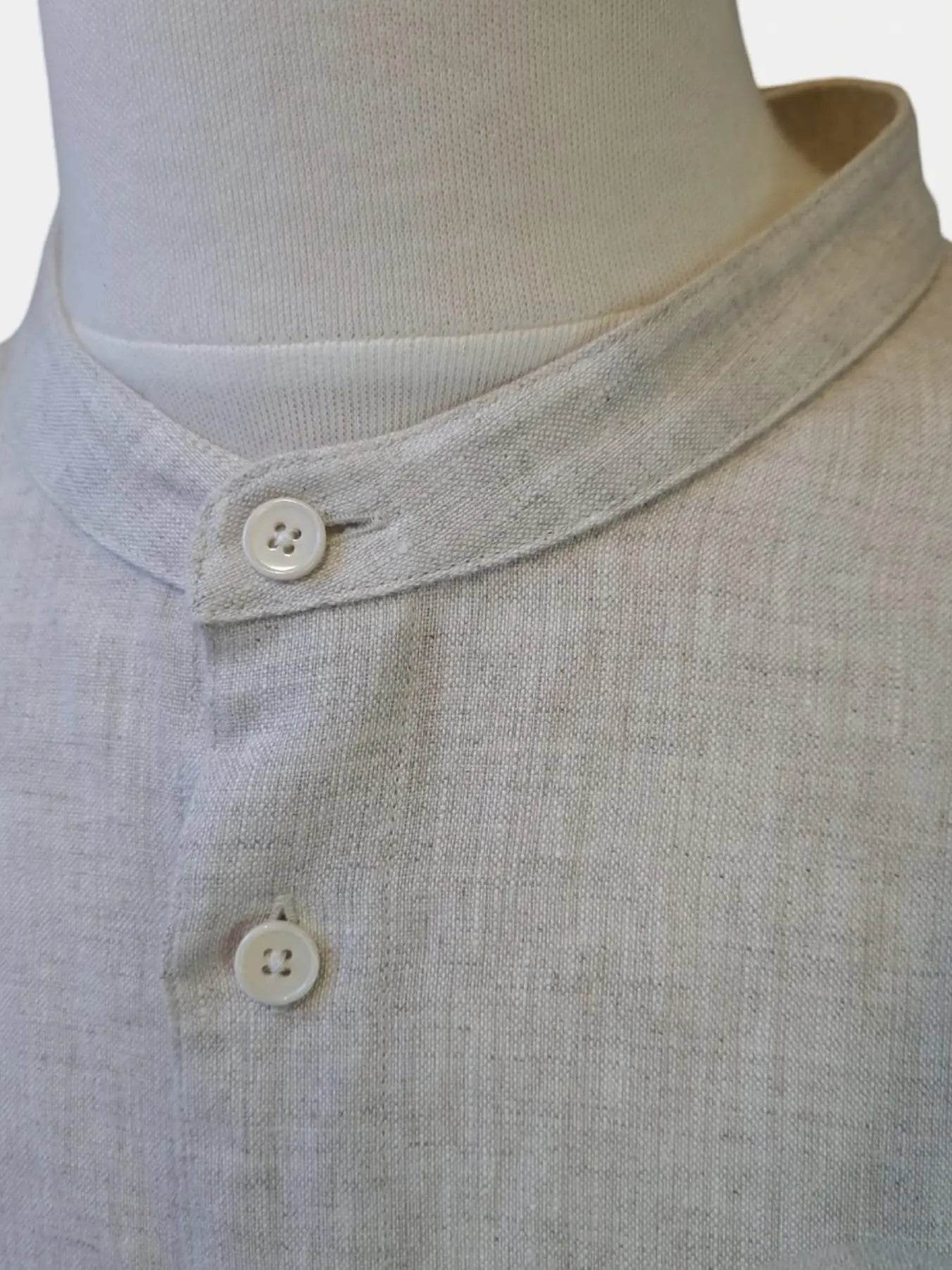 Chemise homme beige col mao en lin Noyoco – Élégance naturelle - Monsieur A