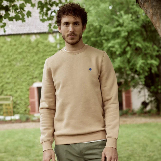 Sweat FAGUO beige en coton recyclé, confortable et éco-responsable