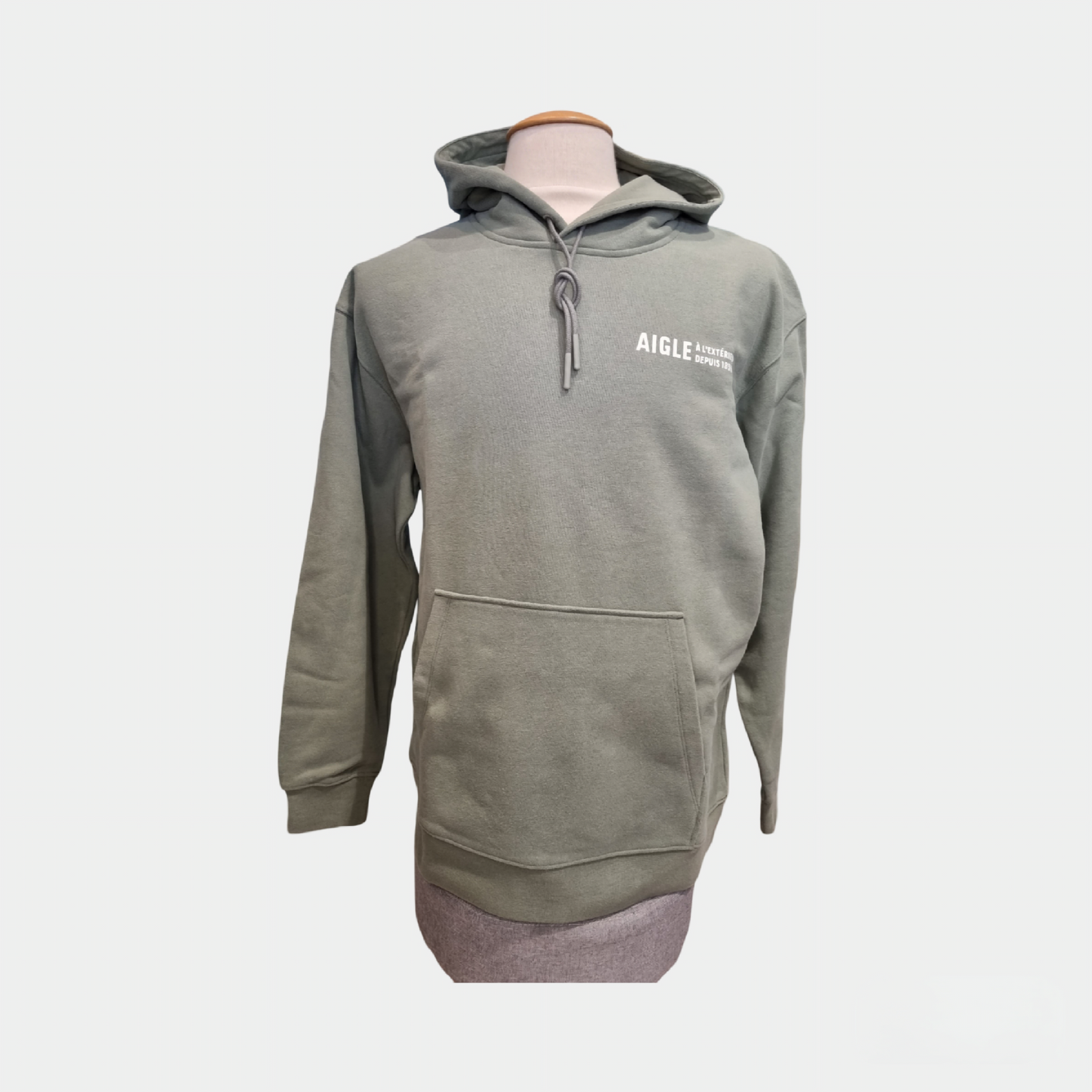 Sweat à capuche vert d'eau AIGLE 1853, coupe ample et finitions soignées