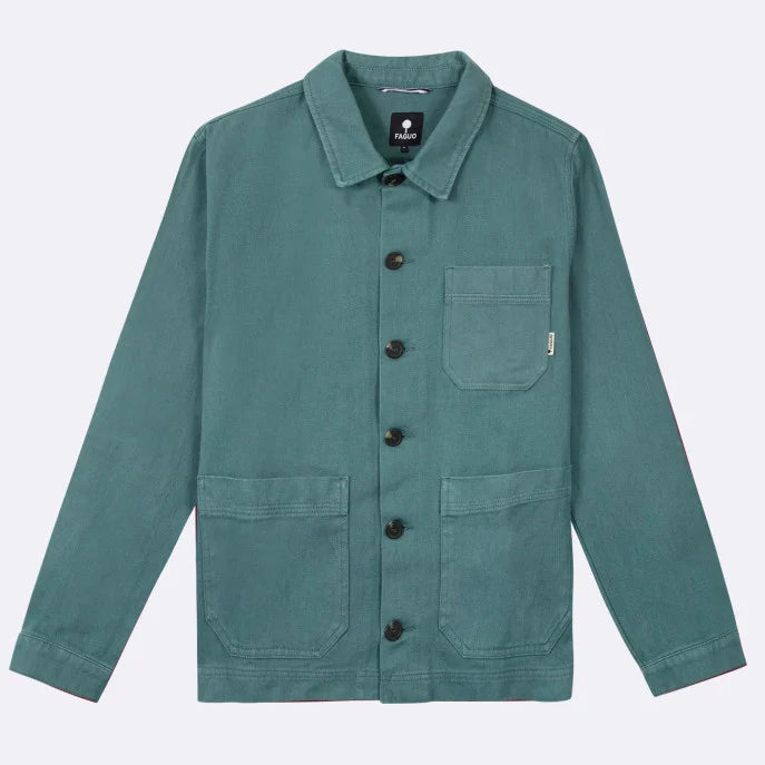 Surchemise LORGE Vert Turquoise de FAGUO, confection éco-responsable en coton certifié