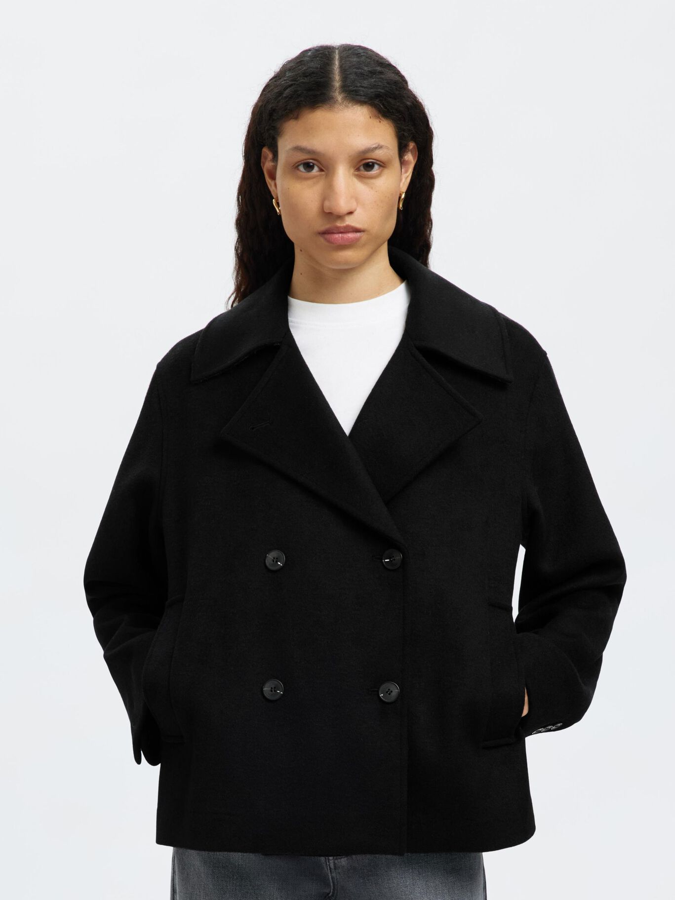 LAINE MÉLANGÉE VESTE Selected