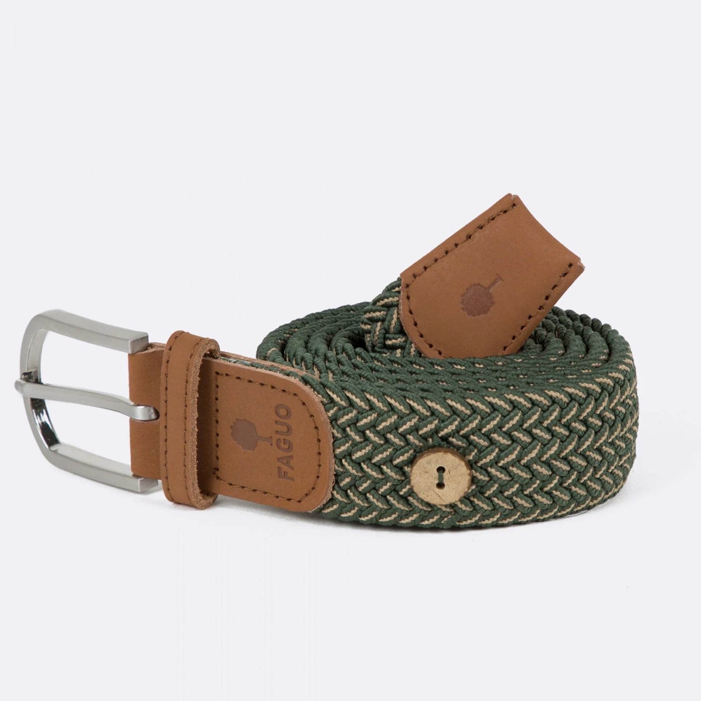 Ceinture tressée bicolore kaki & beige FAGUO - Monsieur A