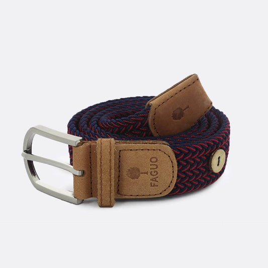 Ceinture tressée bicolore marine & rouge FAGUO - Monsieur A