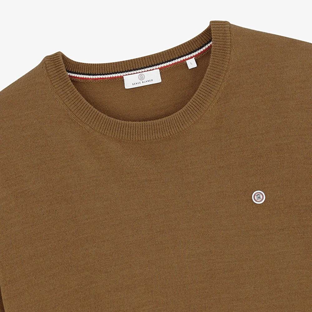 Pull Col Rond camel SERGE BLANCO - Monsieur A