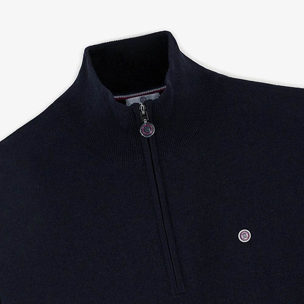 Pull col Camionneur bleu marine SERGE BLANCO - Monsieur A