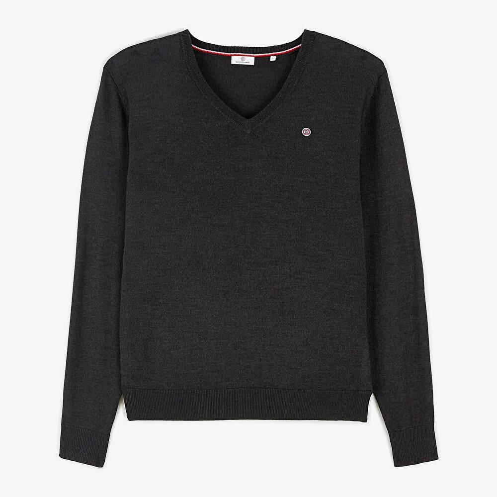 Pull col V gris anthracite SERGE BLANCO - Monsieur A