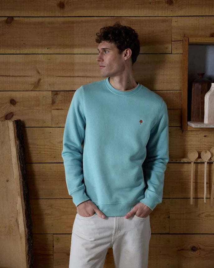 Sweat col rond bleu clair coton - DONZY Faguo