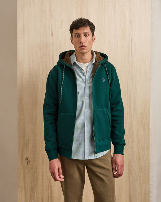 Sweat zippé vert sapin coton - MEYGAL Monsieur A